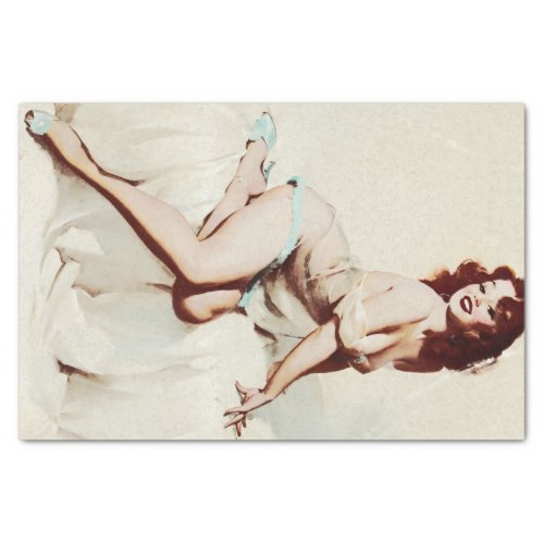 Vintage Pin_Up Girl Brunette Woman Antique Pinup Tissue Paper