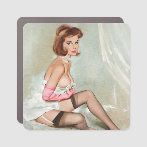 Vintage pin up girl car magnet