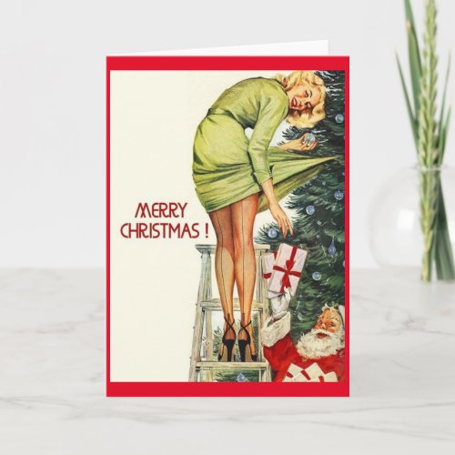  Vintage Pin up Girl Christmas  Card