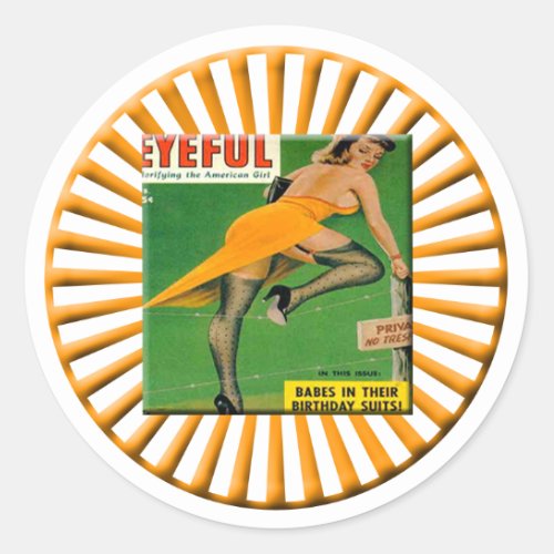 Vintage Pin Up Girl Classic Round Sticker