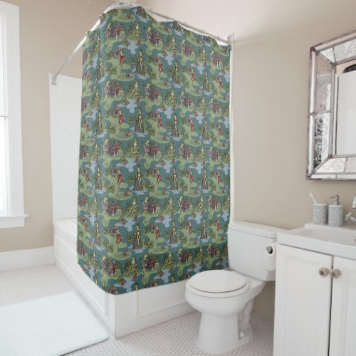 Vintage Pin_Up Girl Frogs Shower Curtain