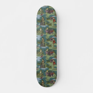 Vintage Pin-Up Girl Frogs Skateboard