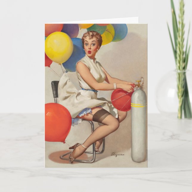 Vintage Pin Up Girl Greeting Card (Front)