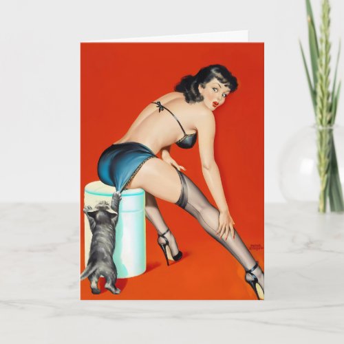 Vintage Pin Up Girl Greeting Card