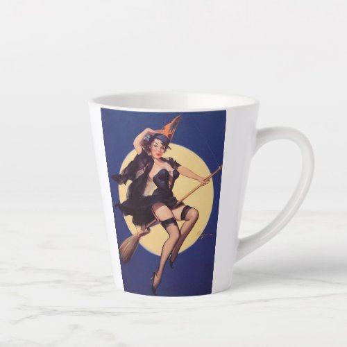 Vintage pin up girl Halloween Witch Latte Mug