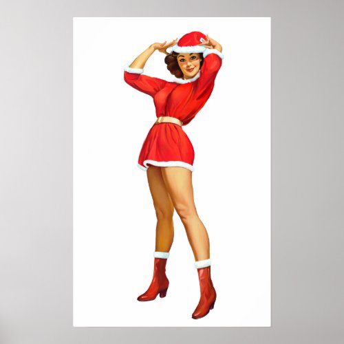 Vintage Pin up girl _ Happy Holidays Poster
