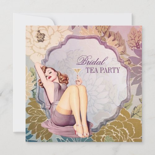 Vintage Pin Up Girl housewife Retro Bridal Shower Invitation