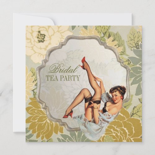 Vintage Pin Up Girl housewife Retro Bridal Shower Invitation