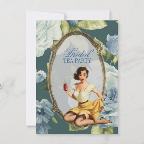 Vintage Pin Up Girl housewife Retro Bridal Shower Invitation