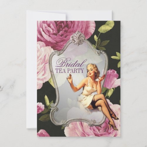 Vintage Pin Up Girl housewife Retro Bridal Shower Invitation