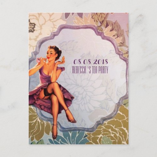 Vintage Pin Up Girl housewife Retro Bridal Shower Invitation Postcard