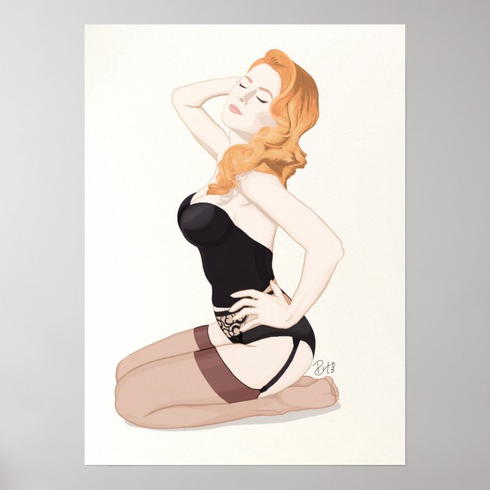 Vintage Pin Up Girl Lingerie Poster