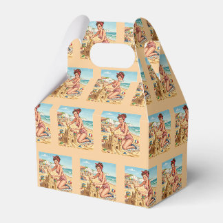 Vintage Pin Up Girl Making Sandcastle Favor Boxes