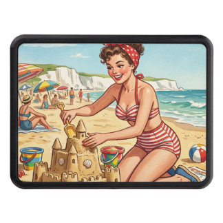 Vintage Pin Up Girl Making Sandcastle Hitch Cover