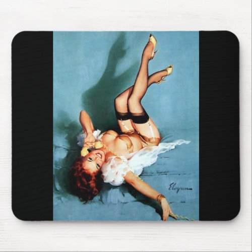 Vintage Pin UP Girl on The Phone Mouse Pad