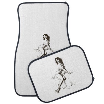 Vintage Pin Up Girl Outline Car Mat by PNGDesign at Zazzle