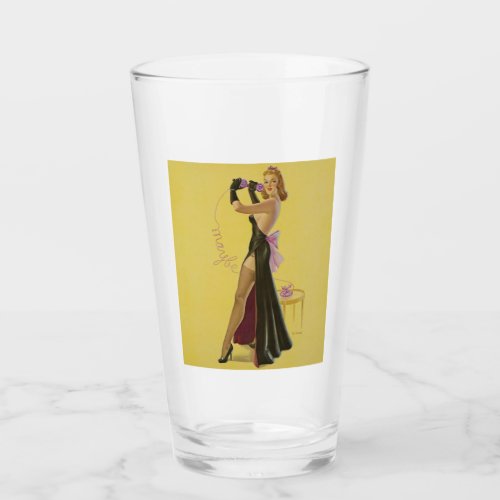  Vintage Pin Up Girl Pint Drinking Glass