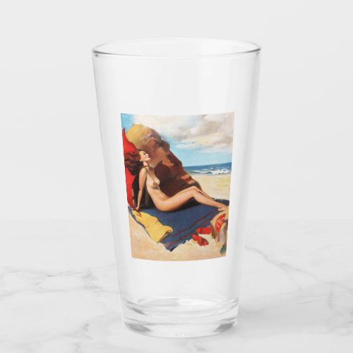  Vintage Pin Up Girl Pint Drinking Glass