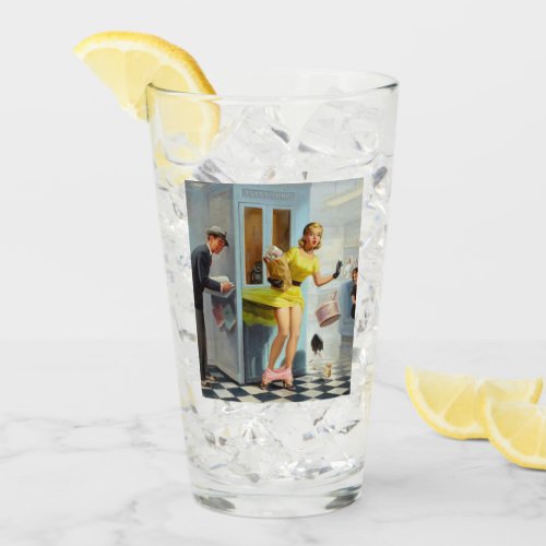 Vintage Pin Up Girl Pint Glass