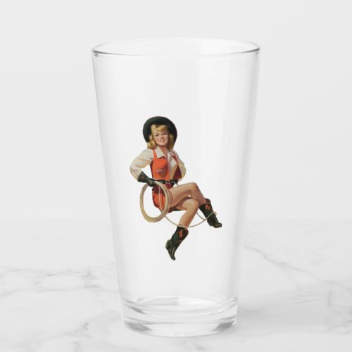 Vintage Pin Up Girl Pint Glass