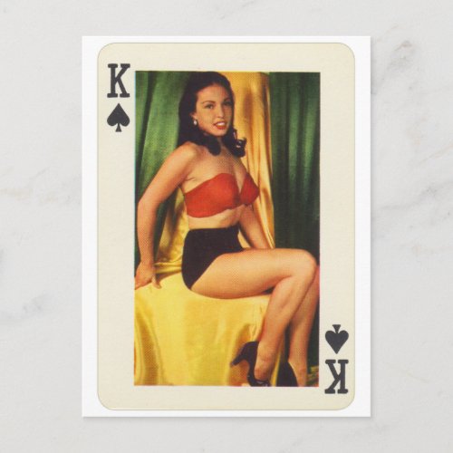 Vintage Pin Up Girl Playing Card King of Spades