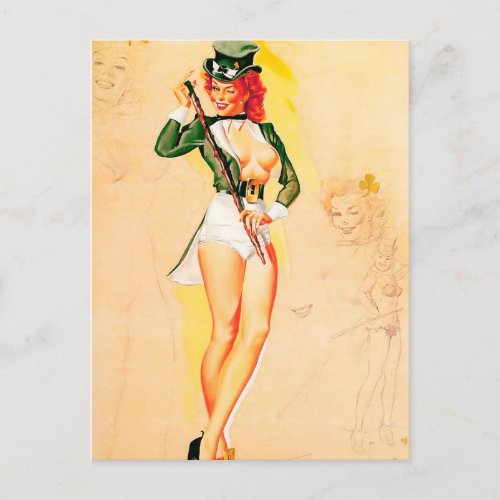 Vintage pin up girl postcard