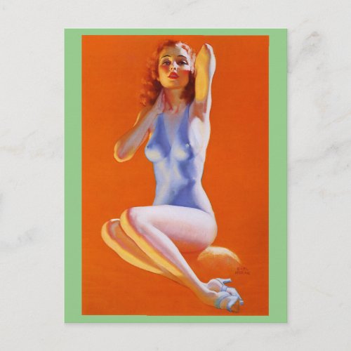 Vintage pin up girl postcard