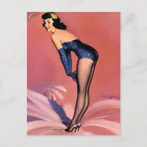 Vintage pin up girl postcard