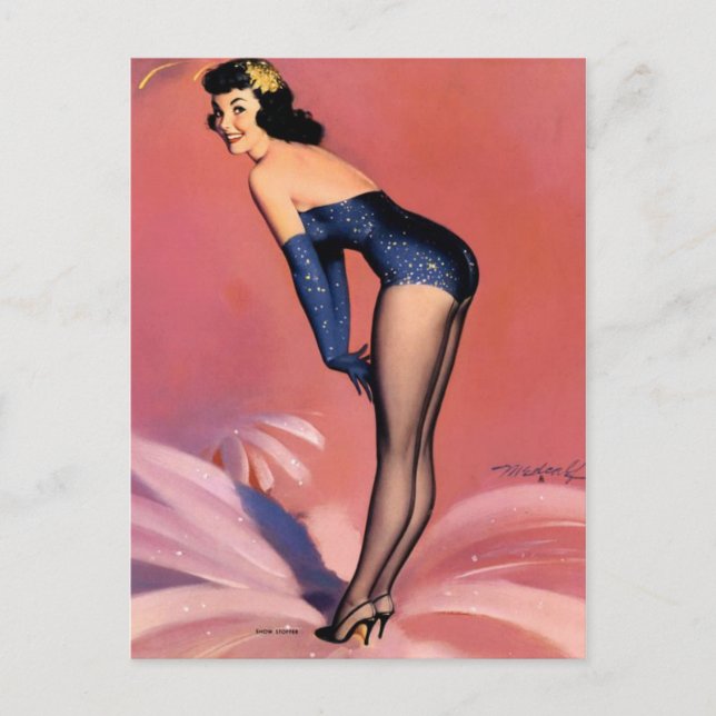 Vintage pin up girl postcard (Front)