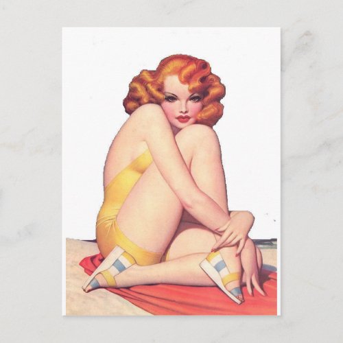 Vintage Pin Up Girl Postcard