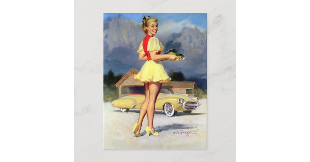 Vintage Pin Up Girl Postcard Zazzle