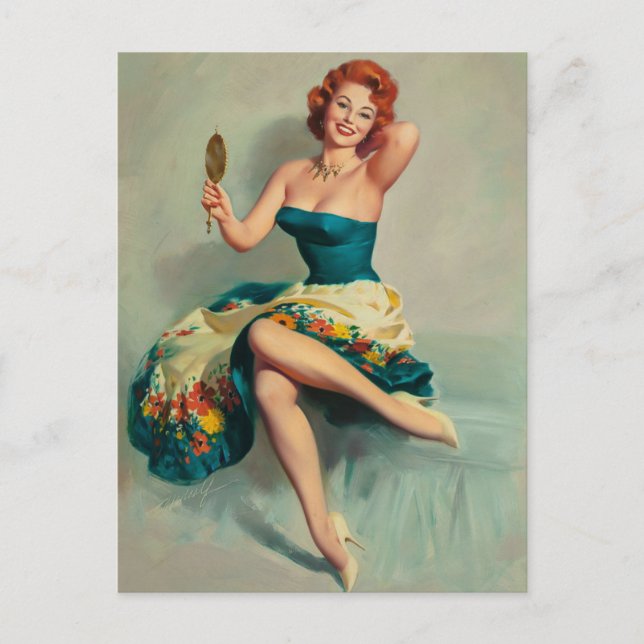 Vintage pin up girl postcard (Front)