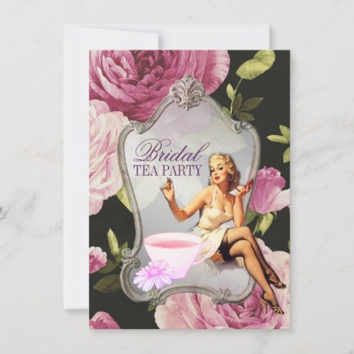 Vintage Pin Up Girl Retro Bridal Shower Tea Party Invitation
