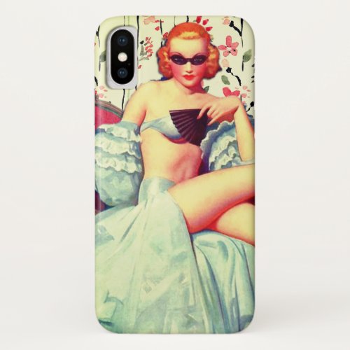 Vintage pin up girl retro southern belle redhead iPhone x case