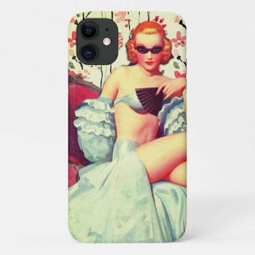 Vintage pin up girl retro southern belle redhead iPhone 11 case