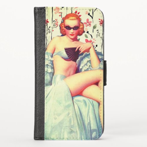 Vintage pin up girl retro southern belle redhead  iPhone XS wallet case