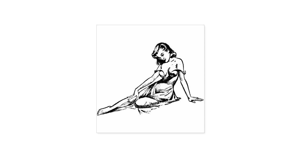 Vintage Pin Up Girl Rubber Stamp Zazzle