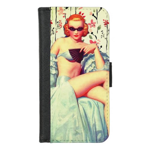Vintage pin up girl southern belle redhead iPhone 87 wallet case