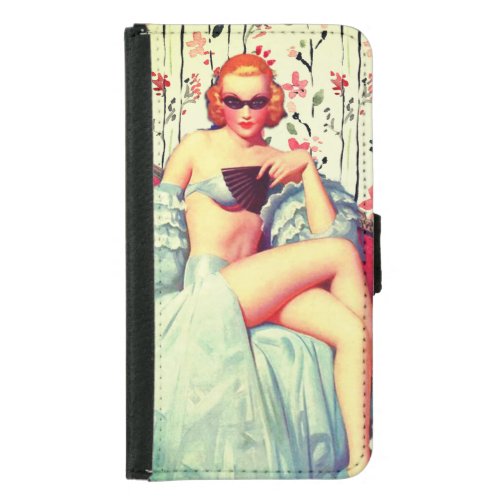 Vintage pin up girl southern belle redhead samsung galaxy s5 wallet case