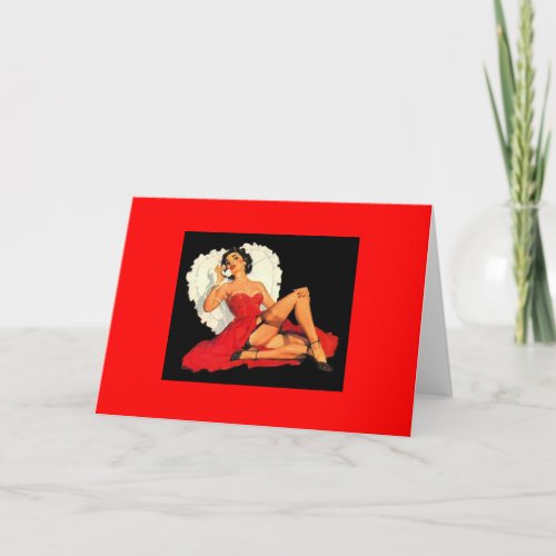 Vintage Pin up girl Valentines Day Greeting card