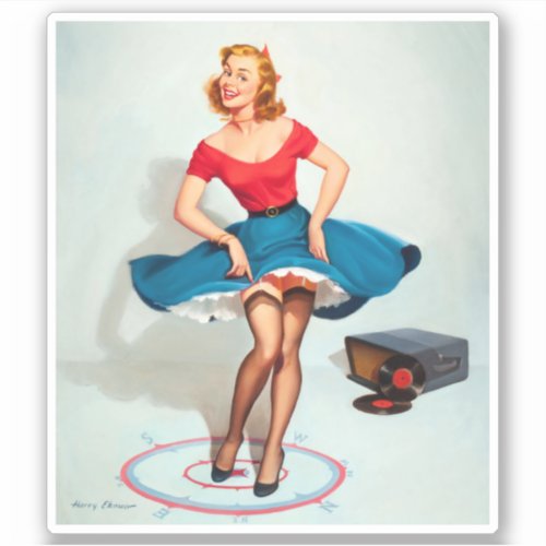 Vintage Pin Up Girl Vinyl Sticker