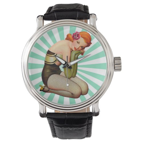 Vintage Pin_up girl with rose  Watch