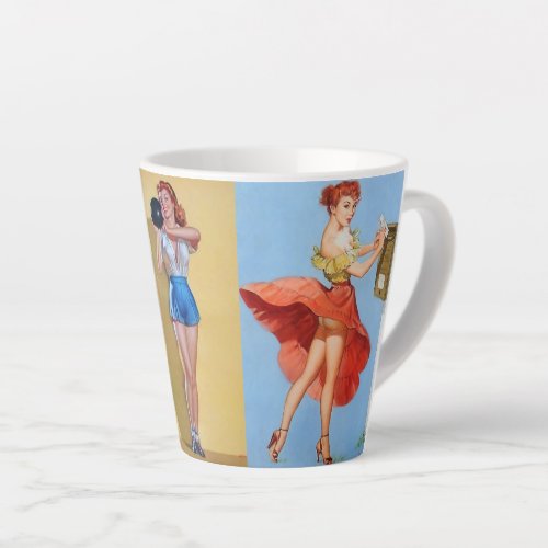 Vintage pin up girls latte mug