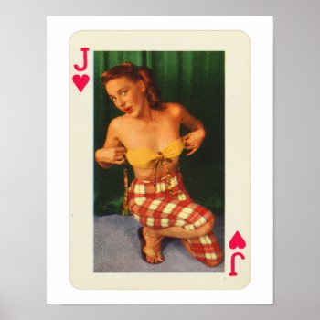 Vintage Pin-up Jack Of Hearts Playing Card Poster by seemonkee at Zazzle