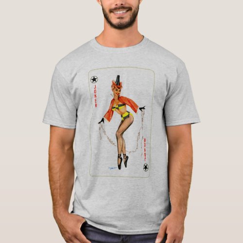 Vintage Pin_Up Joker Playing Card T_Shirt