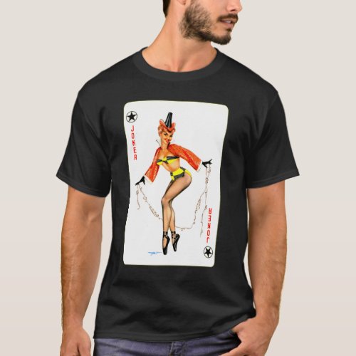 Vintage Pin_Up Joker Playing Card T_Shirt