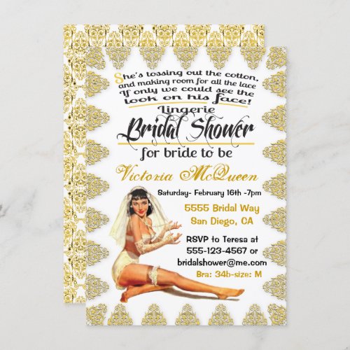 Vintage Pin Up Lingerie Bridal Shower Invitations