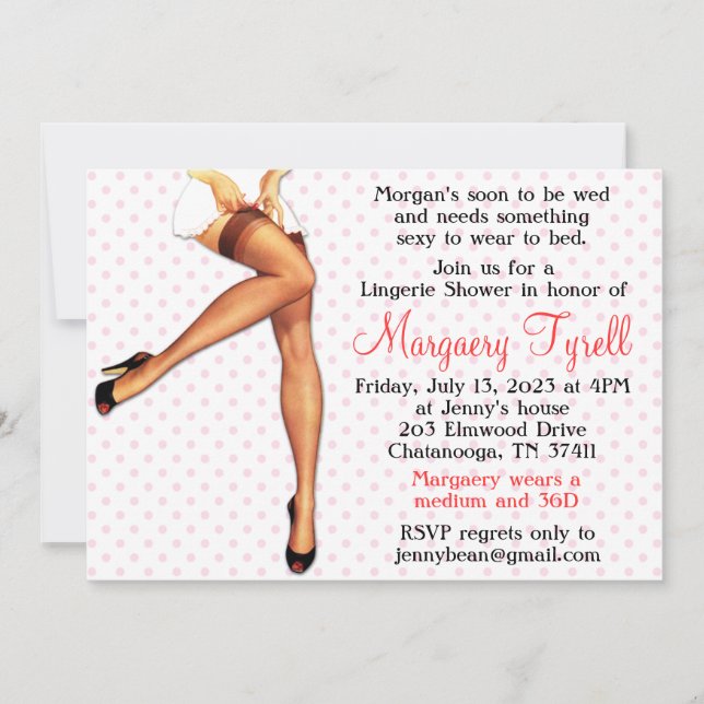 Vintage Pin Up Lingerie Shower Bridal Shower Card (Front)