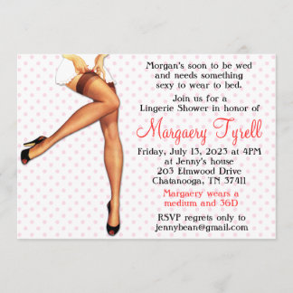Vintage Pin Up Lingerie Shower Bridal Shower Card