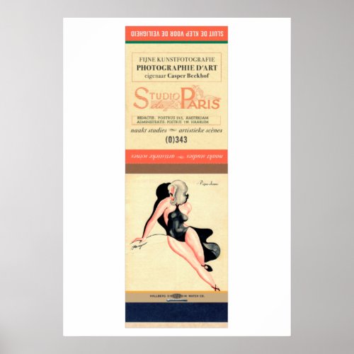 Vintage Pin_Up Matchbook Studio Paris Poster